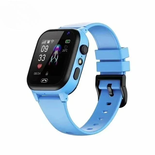 "Kinderhorloge met GPS-tracker, SOS-functie en videobellen, waterdicht en duurzaam design, kleurrijk siliconen bandje."