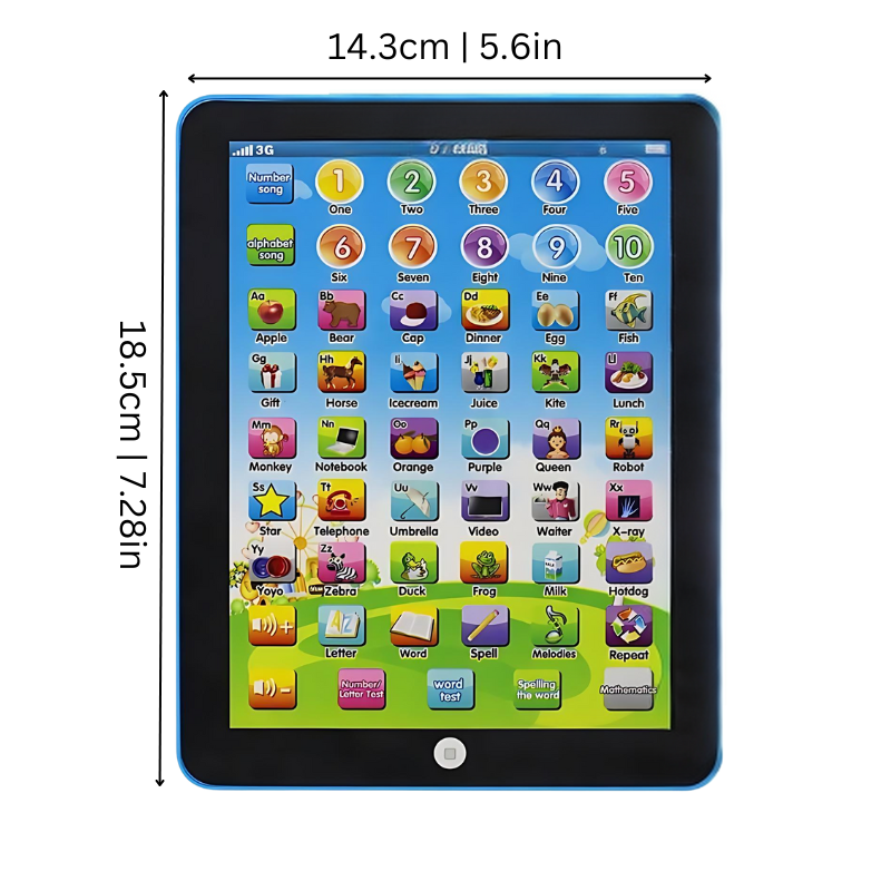 Kindertablet voor 3-6 jaar, kleurrijk en interactief, stimuleert leren met educatieve spellen, duurzaam en kindvriendelijk.