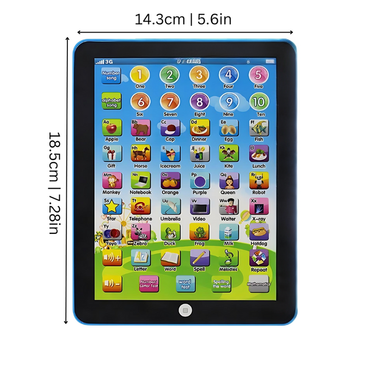 Kindertablet voor 3-6 jaar, kleurrijk en interactief, stimuleert leren met educatieve spellen, duurzaam en kindvriendelijk.