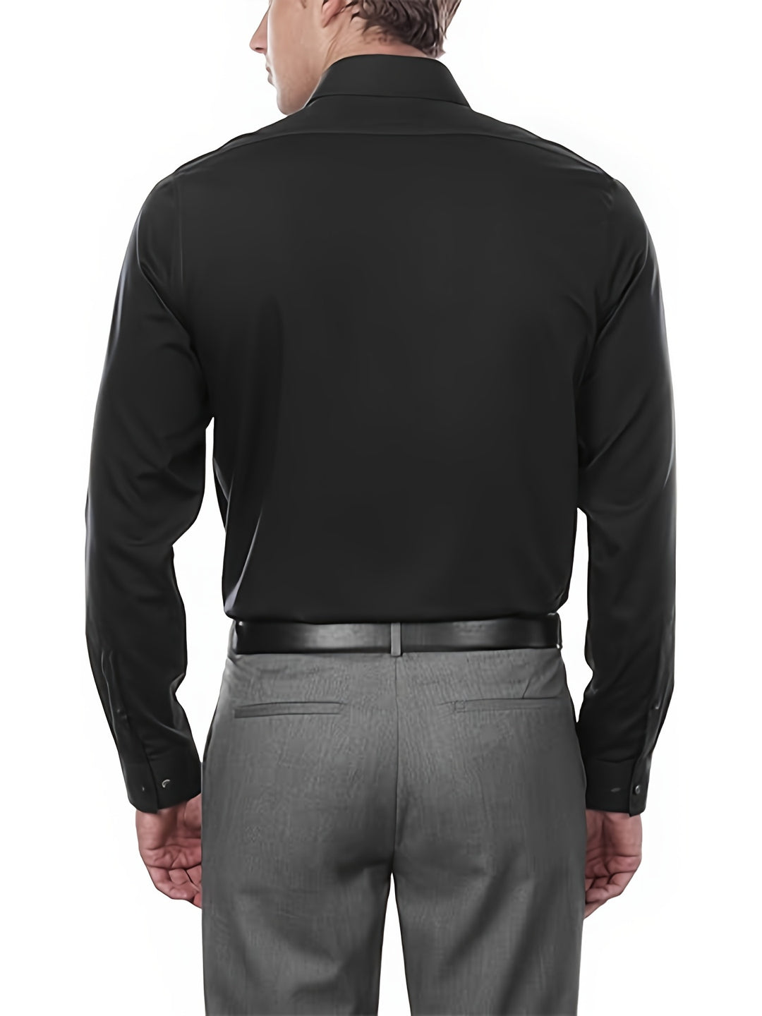 "Klassiek herenoverhemd van katoen-polyester met effen design, regular fit en reverskraag, ideaal voor formele gelegenheden."