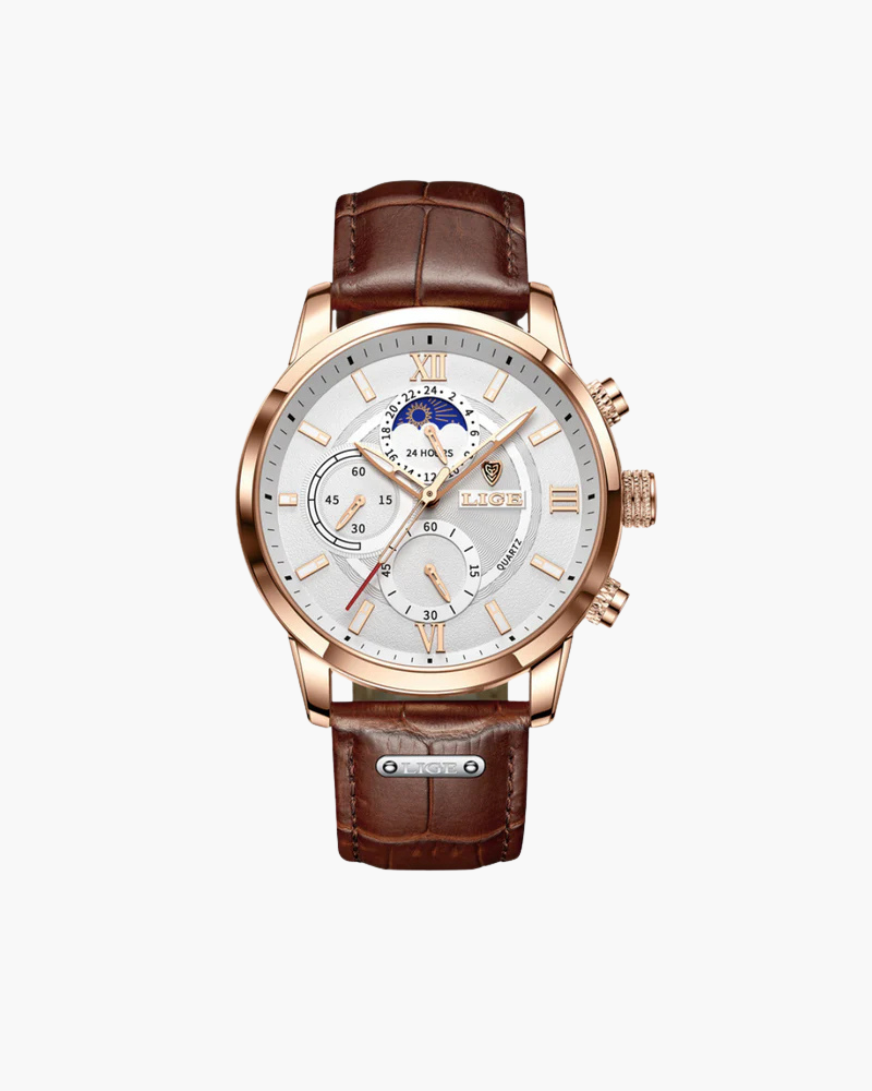 "Klassiek waterdicht herenhorloge, elegant design, leren band, tijdloos en robuust, ideaal voor zowel formele als informele g