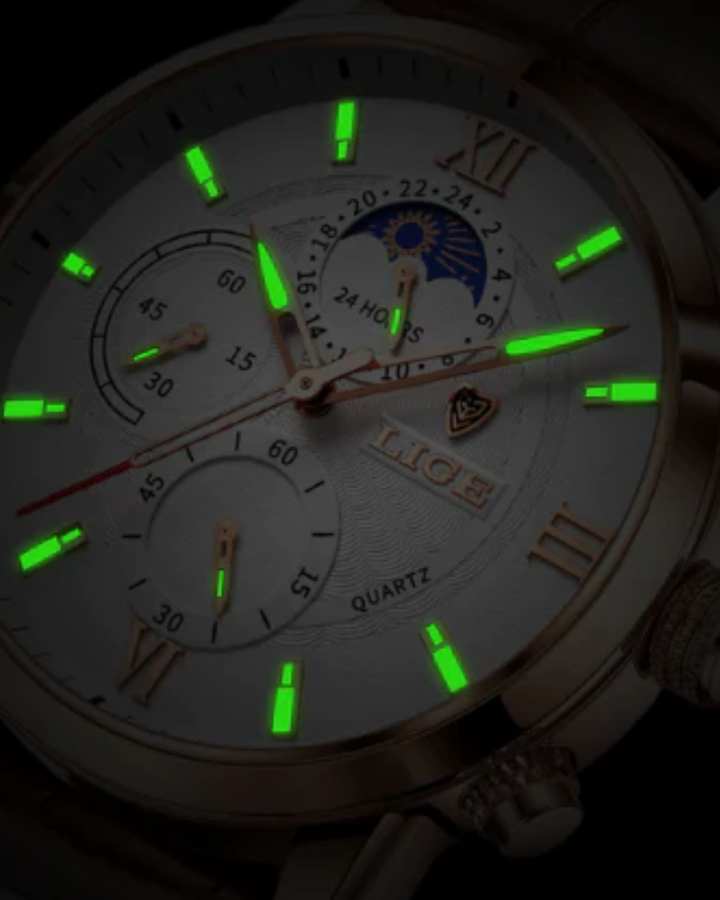 "Klassiek waterdicht herenhorloge, elegant design, leren band, tijdloos en robuust, ideaal voor zowel formele als informele g
