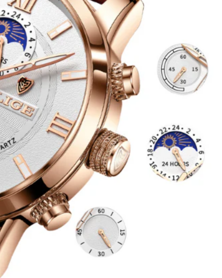 "Klassiek waterdicht herenhorloge, elegant design, leren band, tijdloos en robuust, ideaal voor zowel formele als informele g