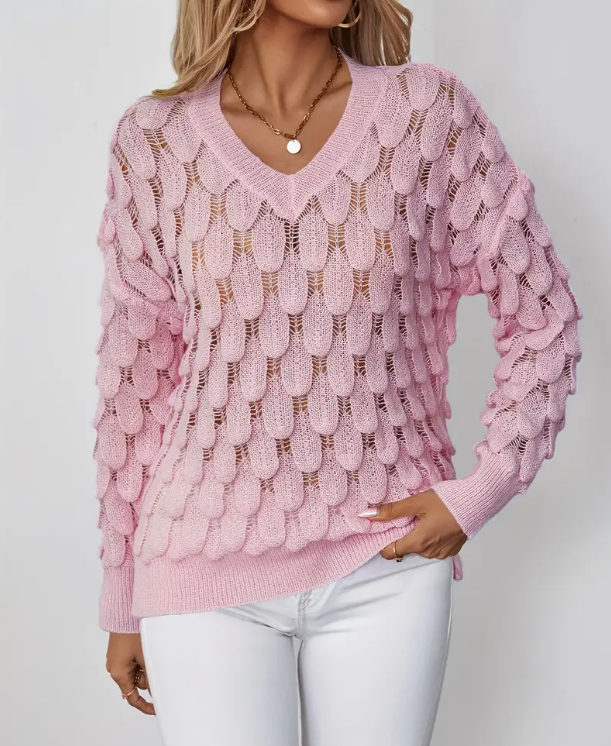 "Klassieke V-Hals Damestrui - Gebreide, zachte stof in grijs - Elegant en comfortabel voor elke gelegenheid."