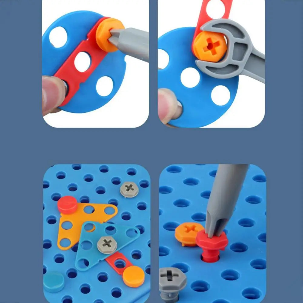 "Kleurrijke Screw Set bouwspeelgoed voor kinderen, bevat elektrische boor en onderdelen in stevige opbergkoffer, educatief pl