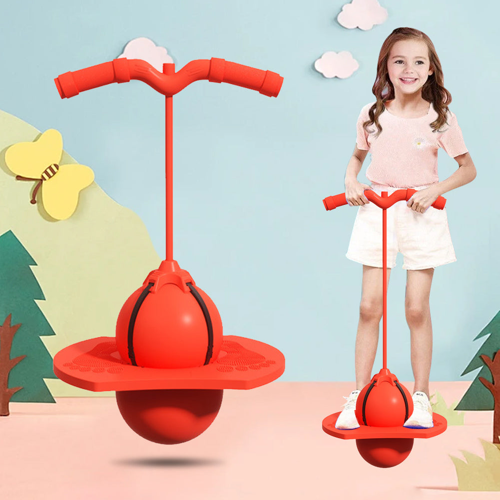 Kleurrijke springstok voor kinderen, bevordert balans en coördinatie met rubberen bal en stevig handvat, binnen & buiten.