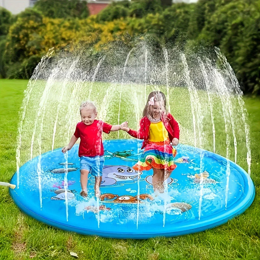 "Kleurrijke water speelemat met fonteinfunctie, perfect voor kindervermaak en verkoeling op warme dagen."