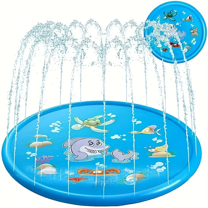 "Kleurrijke water speelemat met fonteinfunctie, perfect voor kindervermaak en verkoeling op warme dagen."