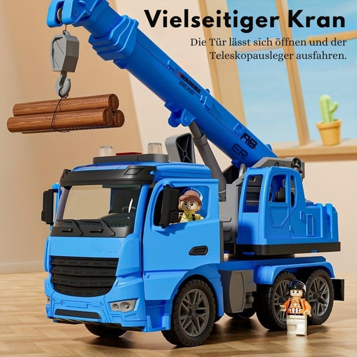 "Kraanwagenspeelgoed met realistische kraanarm, heldere lichten en geluidseffecten, ideaal voor interactief kinderspel."