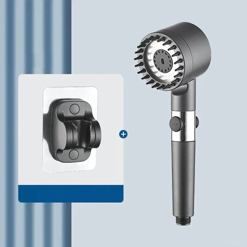 "Krachtige waterbesparende douchekop met filter, zilver/chroom, 3 standen. Hoogwaardige waterdruk en eco-vriendelijk ontwerp.