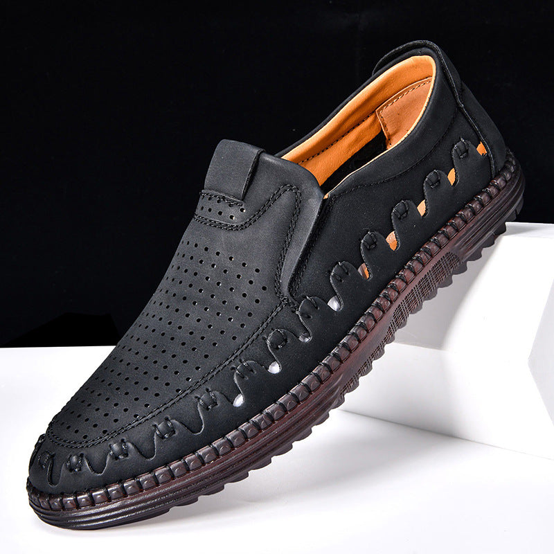 "Leren heren loafers, zwart, met orthopedisch design, ademend en elegant, geschikt voor dagelijks gebruik, antislip zool."