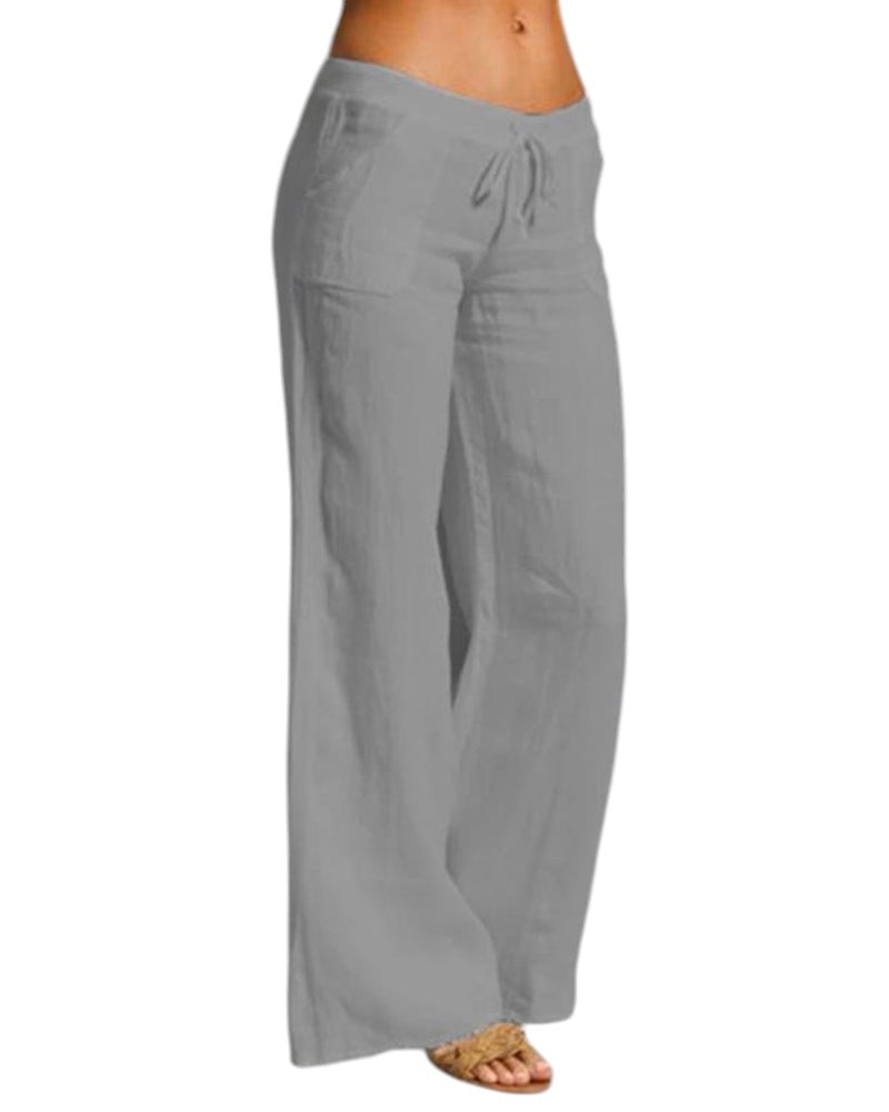 "Lichte linnen damesbroek met rechte pijpen en elastische taille, perfect voor zonnige dagen en veelzijdige combinaties."
