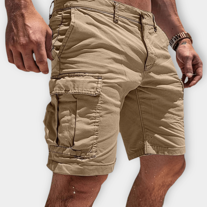 "Lichtgewicht heren cargo shorts, ademend katoen, comfortabele pasvorm, klassieke rechte snit met ruime zijde zakken."
