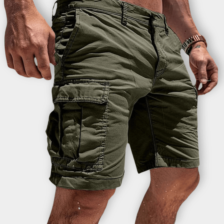"Lichtgewicht heren cargo shorts, ademend katoen, comfortabele pasvorm, klassieke rechte snit met ruime zijde zakken."