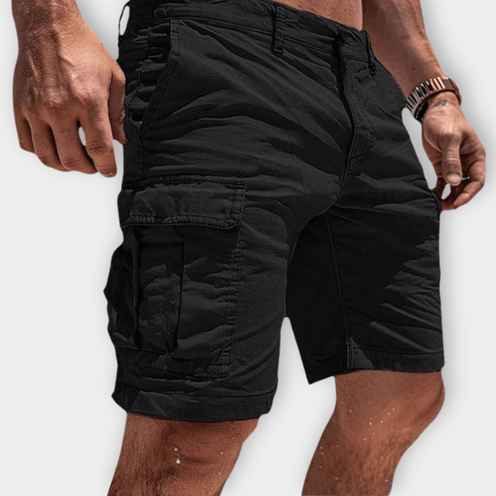 "Lichtgewicht heren cargo shorts, ademend katoen, comfortabele pasvorm, klassieke rechte snit met ruime zijde zakken."