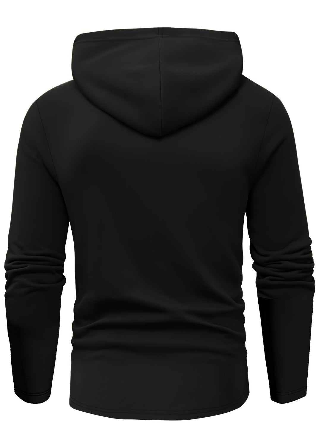 "Lichtgewicht heren hoodie voorkant met drie-knopen sluiting, ademende gebreide stof, ideaal voor casual en sportieve activit