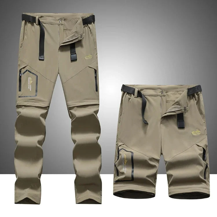 "Lichtgewicht heren outdoorbroek met afritsbare pijpen, sneldrogend en ademend, ideaal voor avontuurlijke zomerdagen."