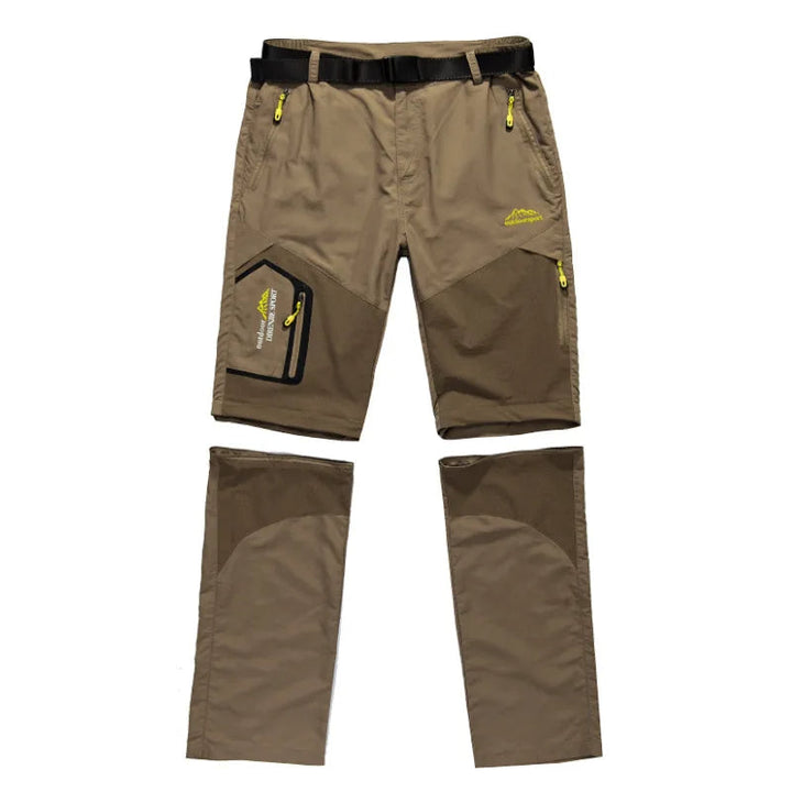 "Lichtgewicht heren outdoorbroek met afritsbare pijpen, sneldrogend en ademend, ideaal voor avontuurlijke zomerdagen."