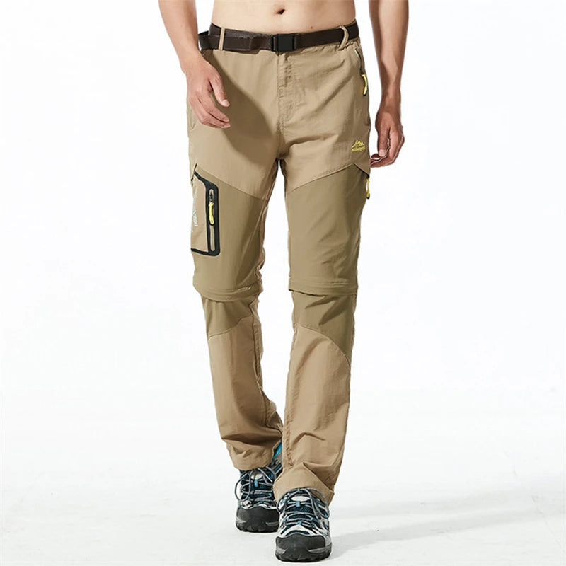 "Lichtgewicht heren outdoorbroek met afritsbare pijpen, sneldrogend en ademend, ideaal voor avontuurlijke zomerdagen."
