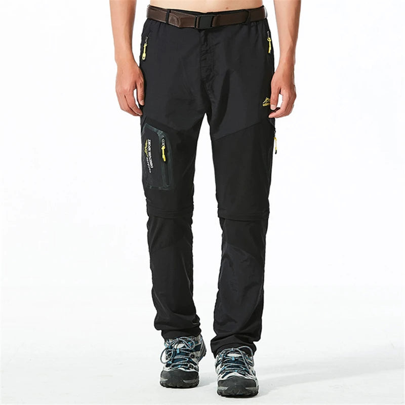 "Lichtgewicht heren outdoorbroek met afritsbare pijpen, sneldrogend en ademend, ideaal voor avontuurlijke zomerdagen."