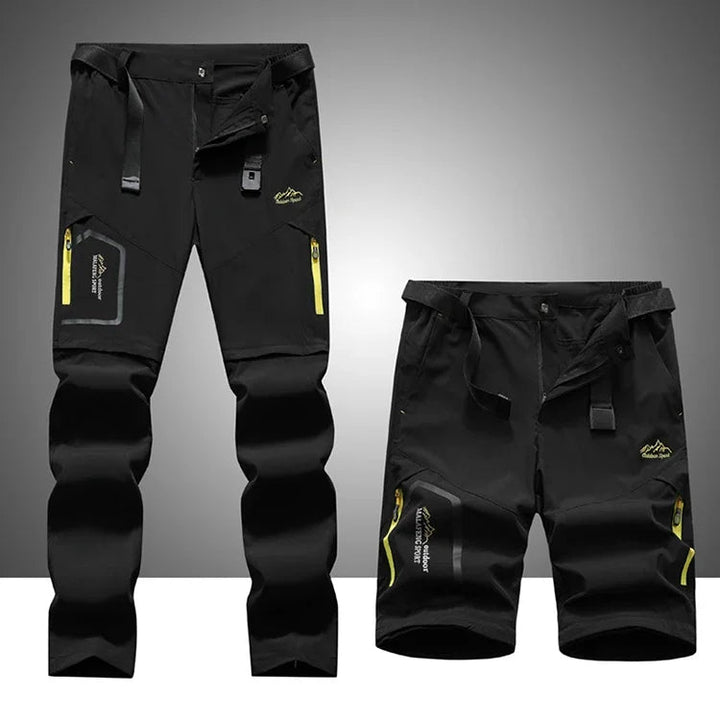 "Lichtgewicht heren outdoorbroek met afritsbare pijpen, sneldrogend en ademend, ideaal voor avontuurlijke zomerdagen."