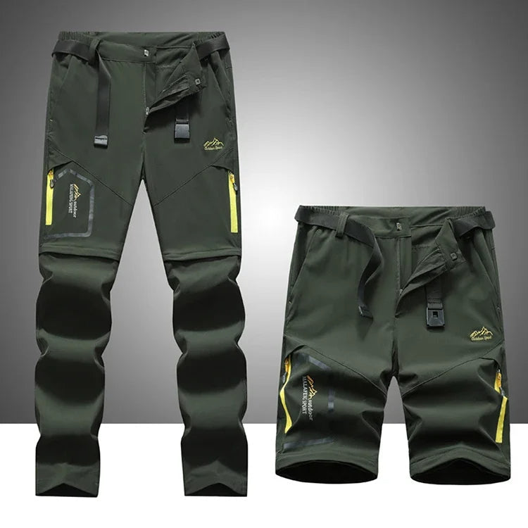 "Lichtgewicht heren outdoorbroek met afritsbare pijpen, sneldrogend en ademend, ideaal voor avontuurlijke zomerdagen."
