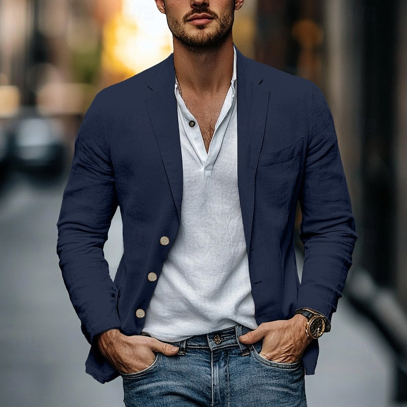 Linnen blazer voor heren, luchtig design voor zomer. Stijlvolle uitstraling, ideaal voor casual chic en formele events.