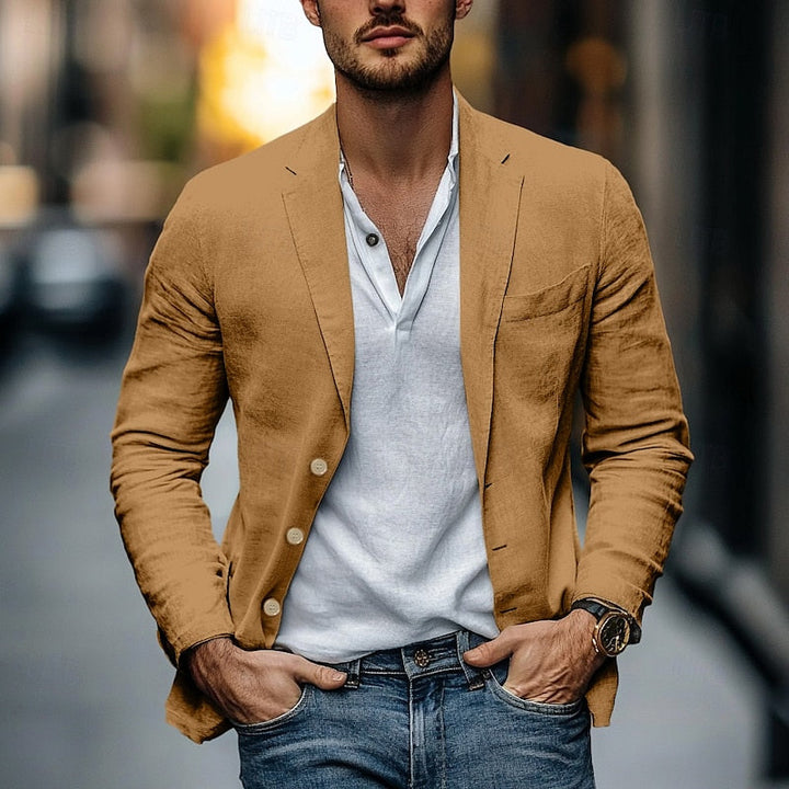 Linnen blazer voor heren, luchtig design voor zomer. Stijlvolle uitstraling, ideaal voor casual chic en formele events.