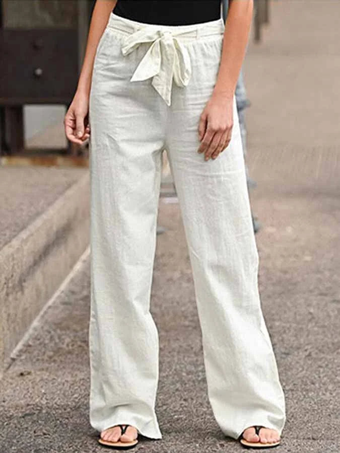 Luchtige zomerse dames linnen broek met wijde pijpen en hoge taille, ideale keuze voor stijlvolle en comfortabele outfits.