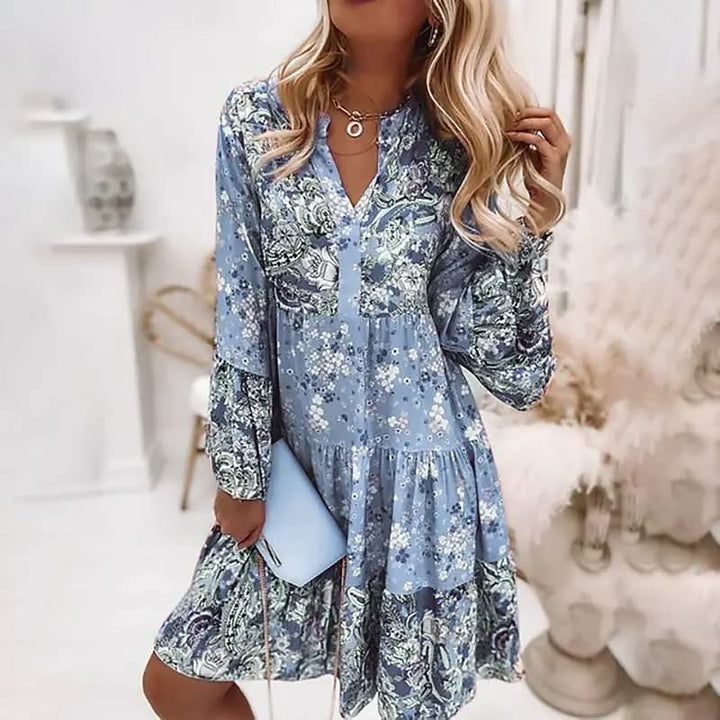 Luna Boho jurk voor dames, speelse boho-stijl met unieke patronen, ideaal voor zomer, comfort en elegantie gecombineerd.