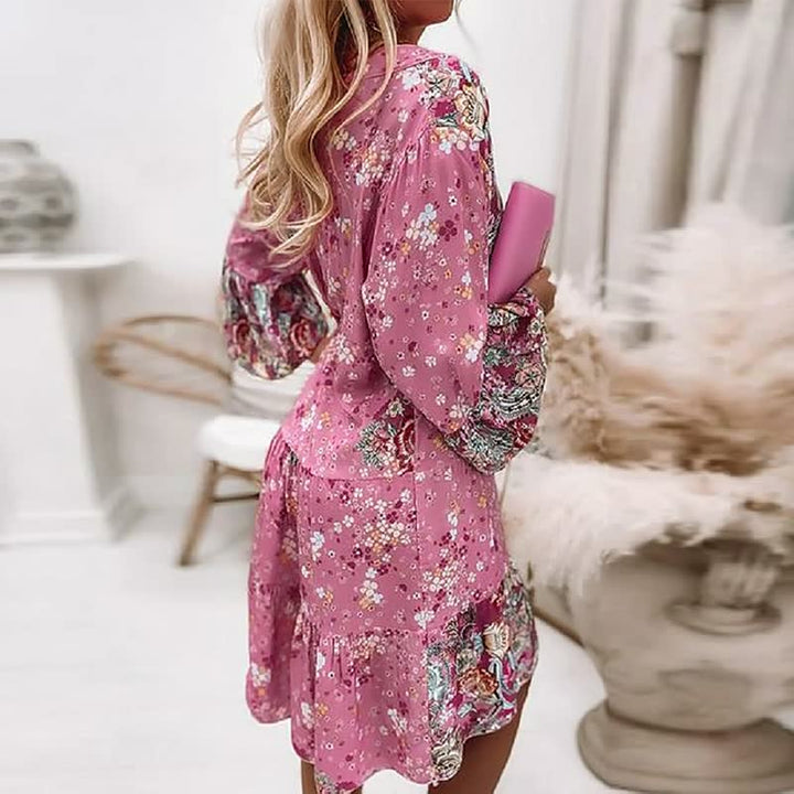 Luna Boho jurk voor dames, speelse boho-stijl met unieke patronen, ideaal voor zomer, comfort en elegantie gecombineerd.