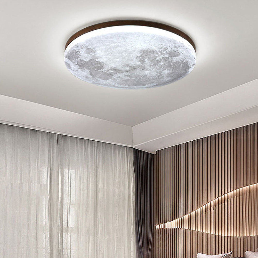 "LunaGlow plafondlamp met realistisch 3D-maanontwerp, zachte LED-verlichting, ideaal voor stijlvolle sfeerverlichting."