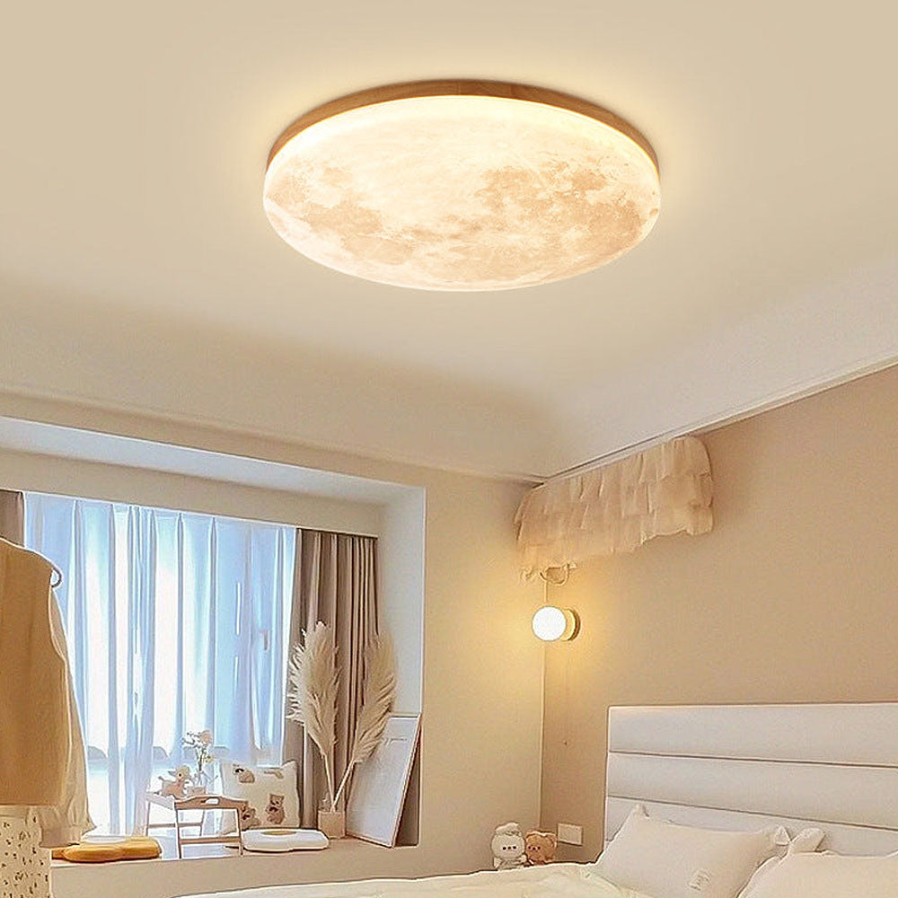 "LunaGlow plafondlamp met realistisch 3D-maanontwerp, zachte LED-verlichting, ideaal voor stijlvolle sfeerverlichting."