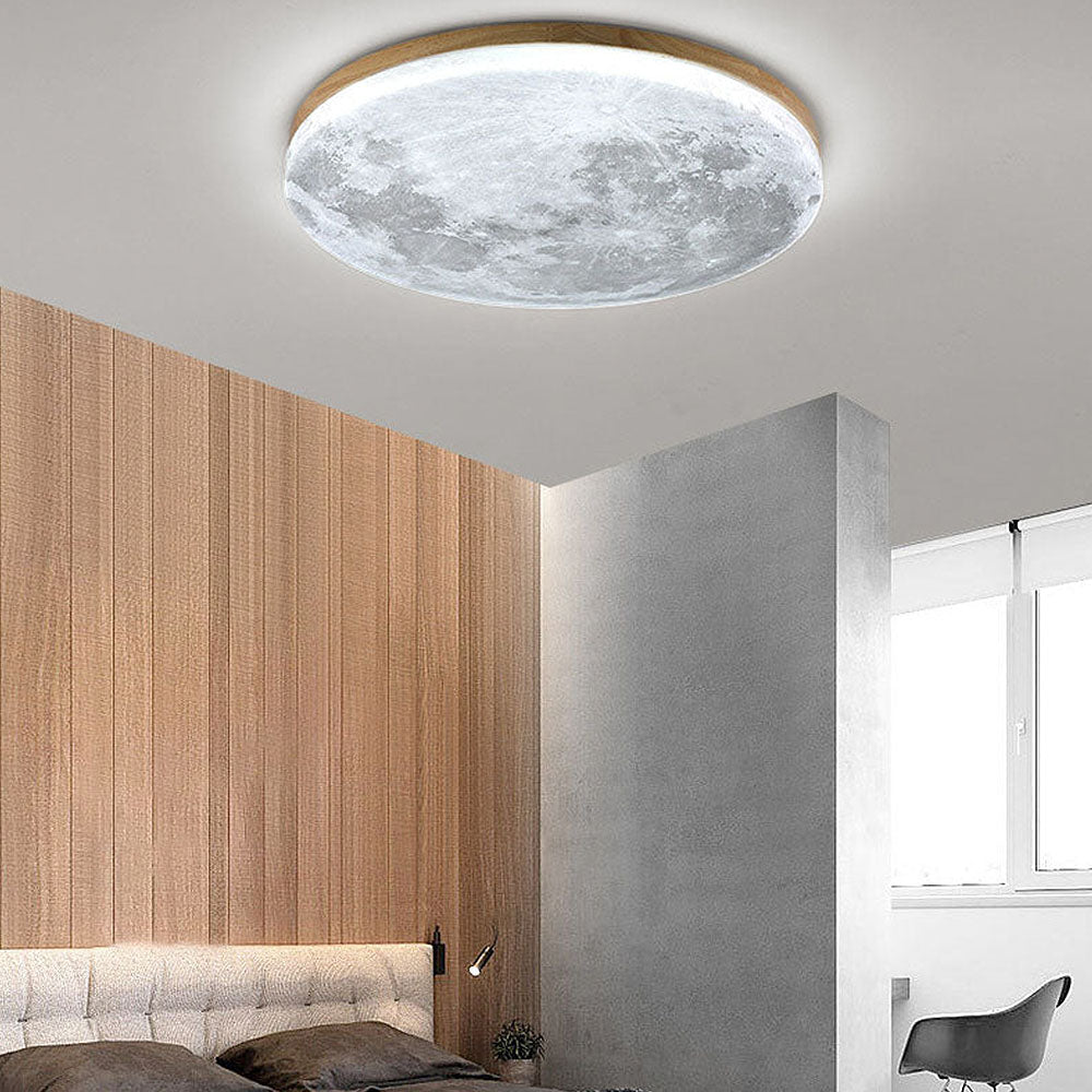 "LunaGlow plafondlamp met realistisch 3D-maanontwerp, zachte LED-verlichting, ideaal voor stijlvolle sfeerverlichting."