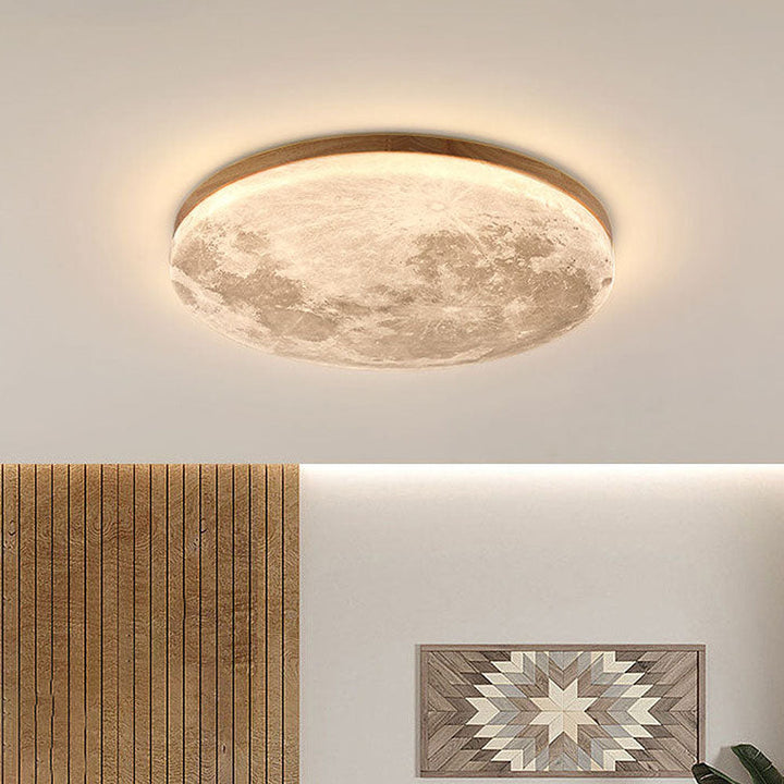 "LunaGlow plafondlamp met realistisch 3D-maanontwerp, zachte LED-verlichting, ideaal voor stijlvolle sfeerverlichting."