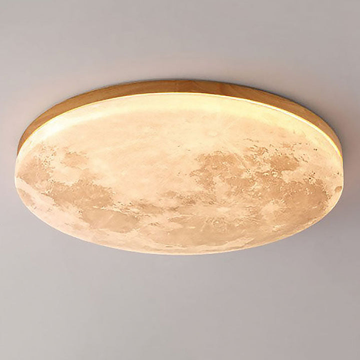 "LunaGlow plafondlamp met realistisch 3D-maanontwerp, zachte LED-verlichting, ideaal voor stijlvolle sfeerverlichting."
