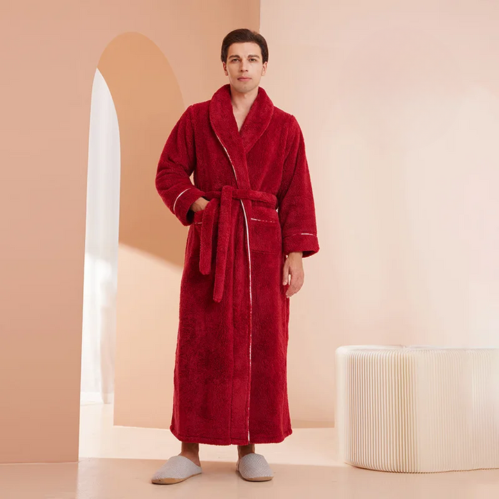 "Luxe badjas met ceintuur, comfortabele pasvorm, klassieke omslagkraag en lange mouwen, voor stijlvol loungeplezier."