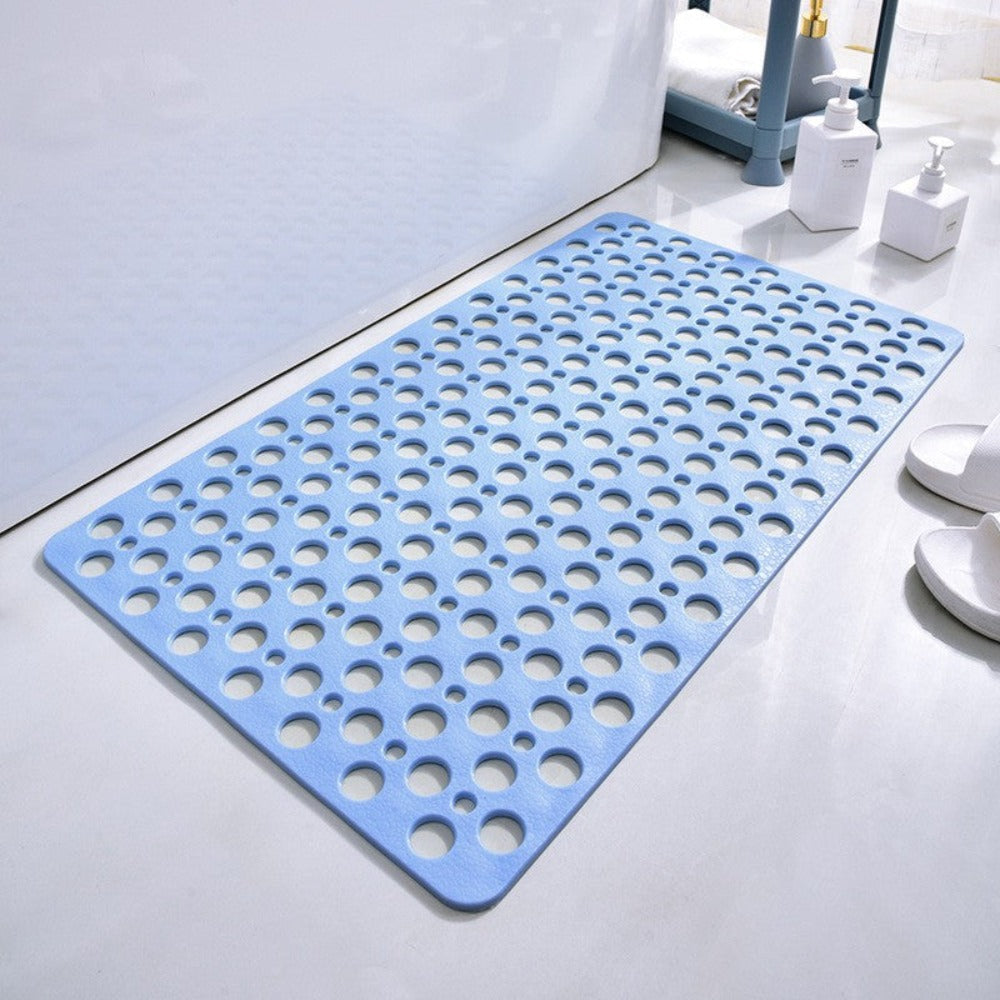 "Luxe grijze antislip douchemat met veilige zuignappen, schimmelbestendig design en efficiënt drainagesysteem voor hygiëne."