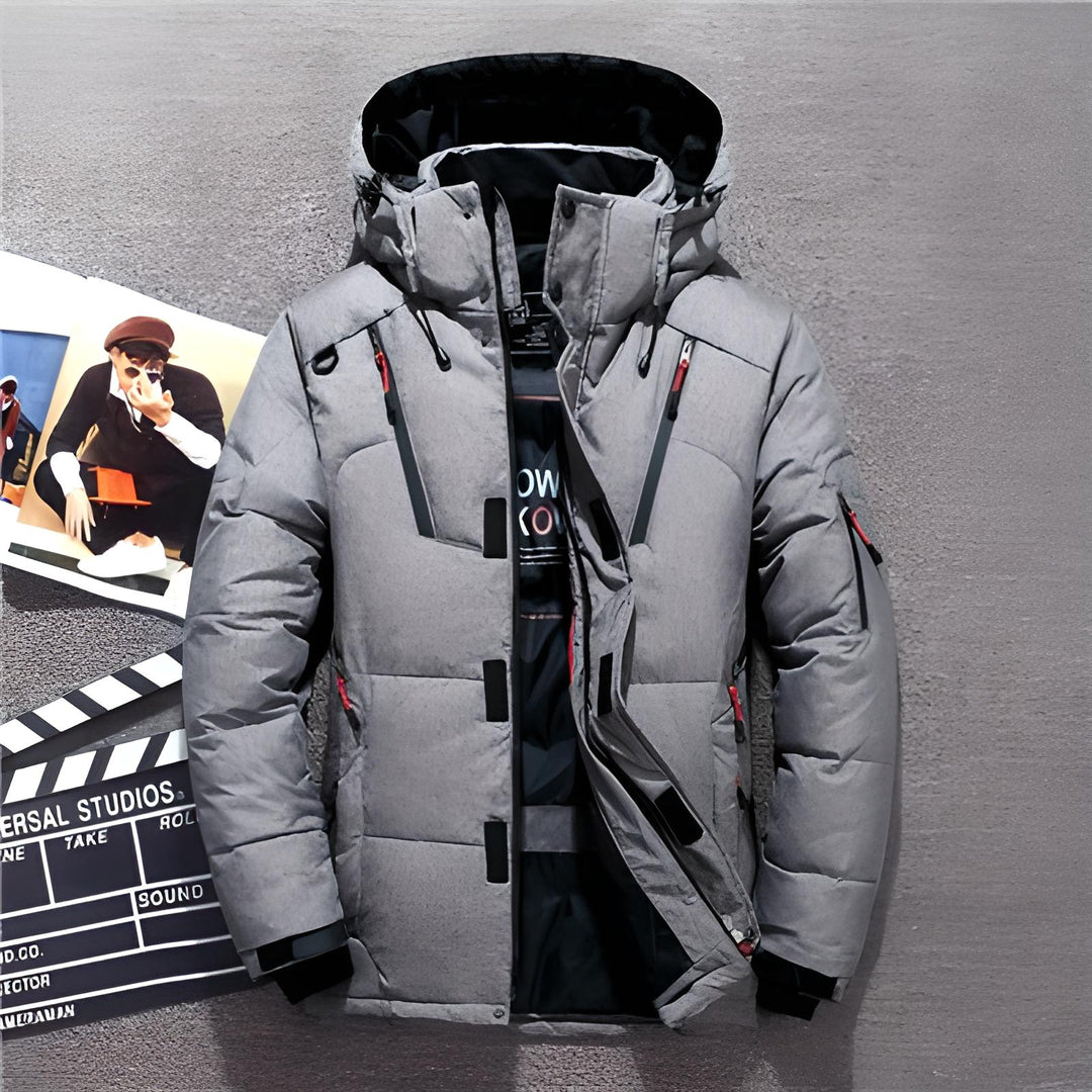 "Luxe heren parka winterjas, zwarte kleur, softshell, uitstekende isolatie, stijlvol ontwerp voor koude stads- en buitenactiv