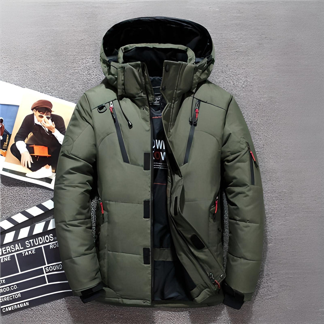 "Luxe heren parka winterjas, zwarte kleur, softshell, uitstekende isolatie, stijlvol ontwerp voor koude stads- en buitenactiv