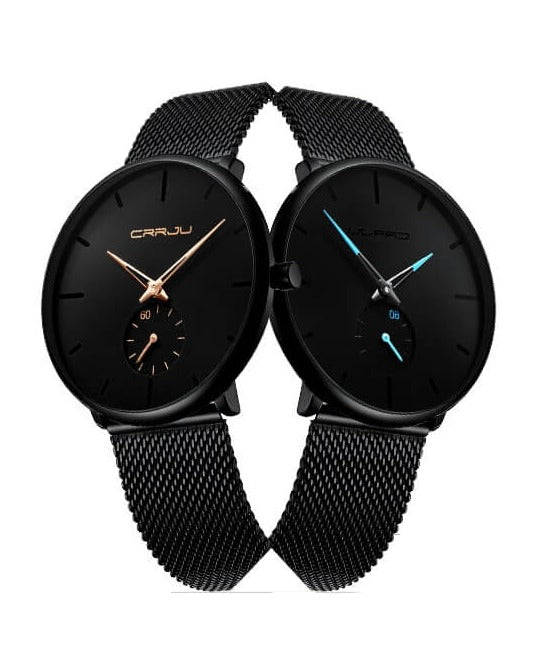 "Luxe heren quartz horloge, minimalistisch design, 40mm wijzerplaat, slanke kast, 3-bar waterbestendig."