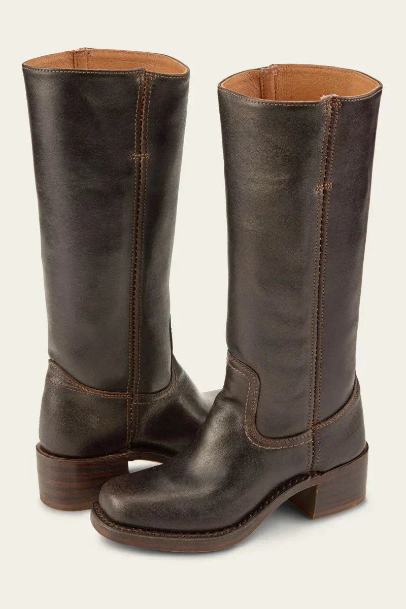"Luxe leren dameslaarzen Agatha, stijlvolle en comfortabele pasvorm, donkerbruin, met hoge kwaliteit leer en ergonomische zoo
