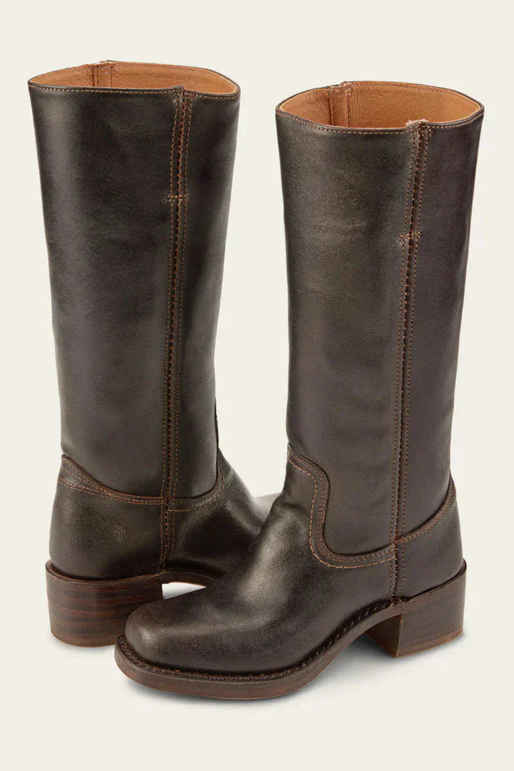 "Luxe leren dameslaarzen Agatha, stijlvolle en comfortabele pasvorm, donkerbruin, met hoge kwaliteit leer en ergonomische zoo