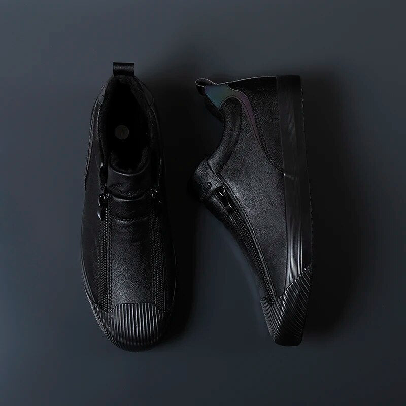Luxe leren herensneakers, strak ontwerp, premium leer, comfortabele zool, tijdloos voor elke outfit. Perfect voor elke dag.