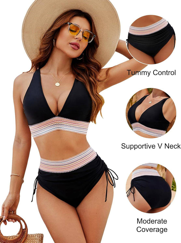 "Lynn corrigerende damesbikini, hoog taillemodel, kleurrijk design, verstelbare bandjes, flatterend en comfortabel."