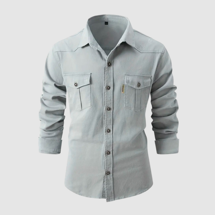 "Mason denim overhemd voor dames, tijdloos design, comfortabele pasvorm, button-down met borstzakken, veelzijdig casual shirt