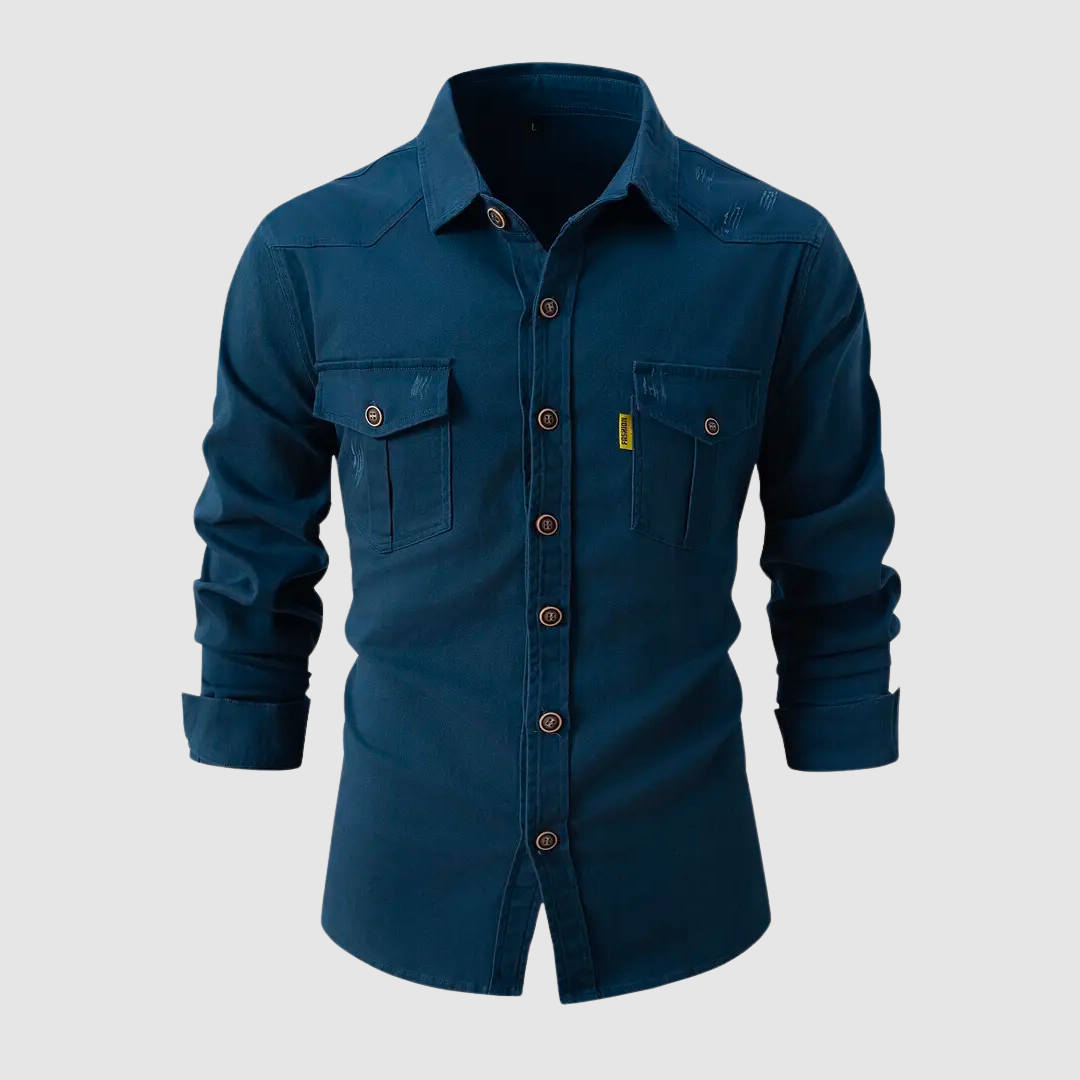 "Mason denim overhemd voor dames, tijdloos design, comfortabele pasvorm, button-down met borstzakken, veelzijdig casual shirt