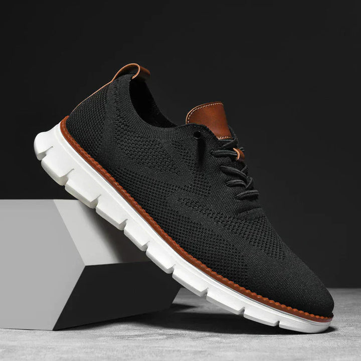 "Mesh sneakers voor heren, ademend en flexibel, in olijfgroen. Comfortabel met luchtig ontwerp en schokabsorberende zool."