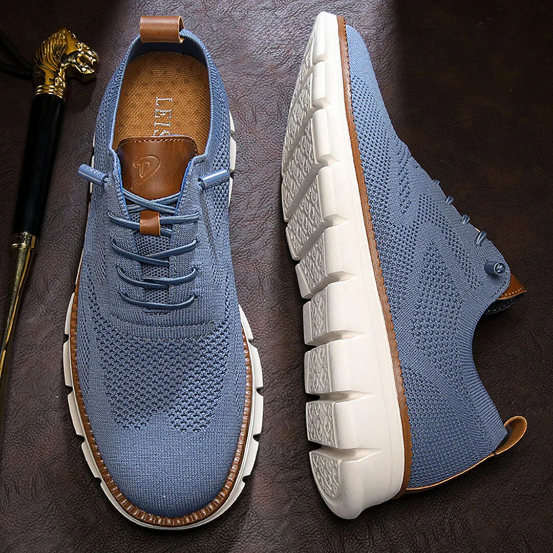 "Mesh sneakers voor heren, ademend en flexibel, in olijfgroen. Comfortabel met luchtig ontwerp en schokabsorberende zool."