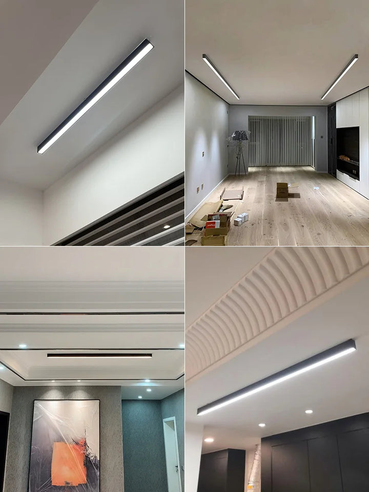 "Minimalistische LED plafondlamp met strak aluminium ontwerp, Scandinavische stijl en energiezuinige verlichting."